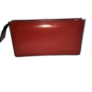 Jack Georges Red Leather Accessories Bag 8"X4"X1.5"